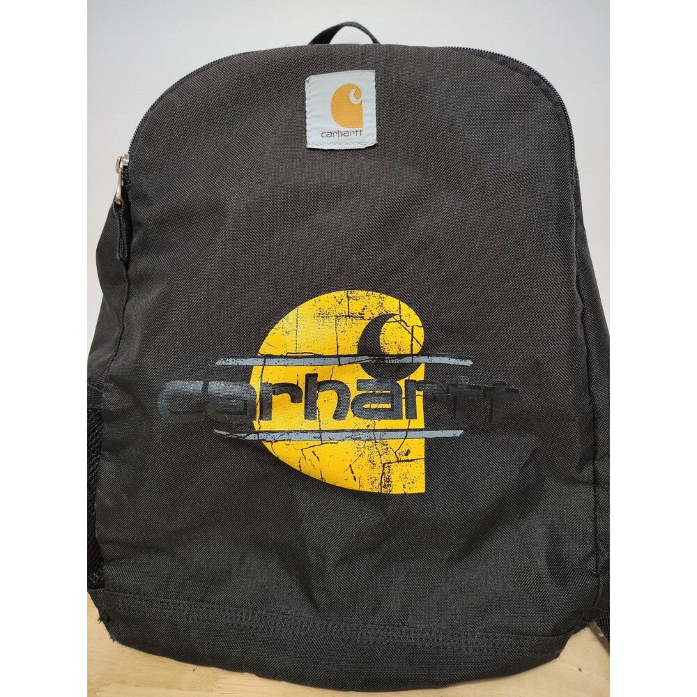 Carhartt Big Logo Black  Backpack In Good Pre Owned Cond 2 Sections + Pockets